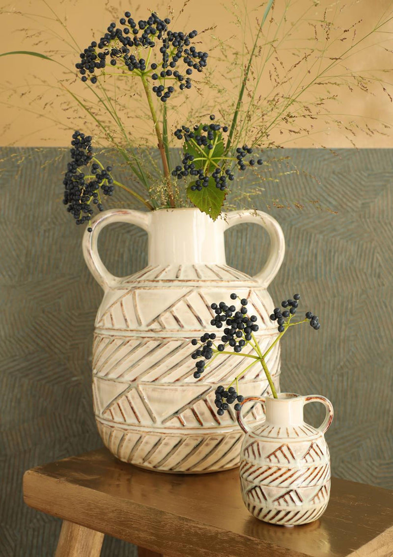 Afbeelding laden in galerijviewer, Ideas 4 seasons vaas bali keramiek 25x23x30 cm creme
