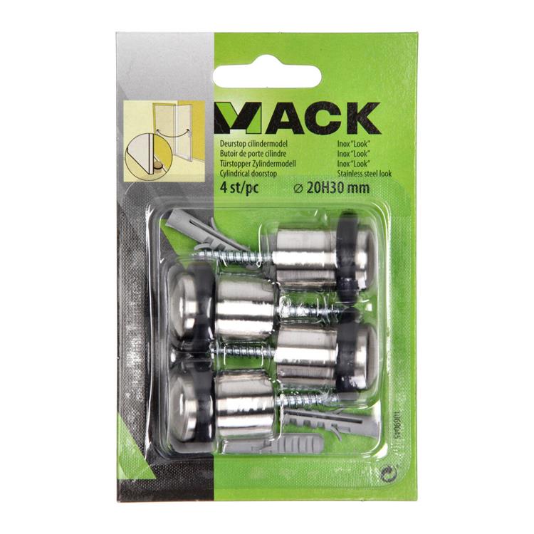 Afbeelding laden in galerijviewer, Mack 1069045 - deurstop cilindermodel inox look ø 20h30 mm 4 st pc | 6 stuks
