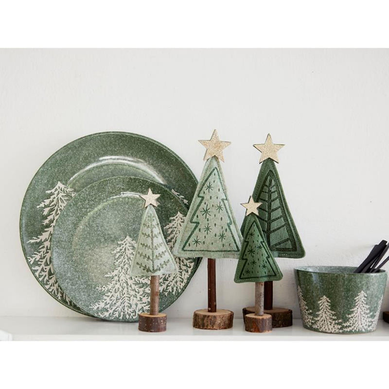 Afbeelding laden in galerijviewer, Decoris decoratief kerstboom van vilt, groen 8x4x20cm
