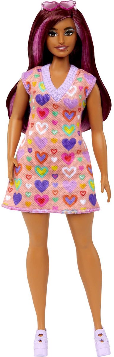 Barbie fashionistas - roze jurk met hartjes - pop