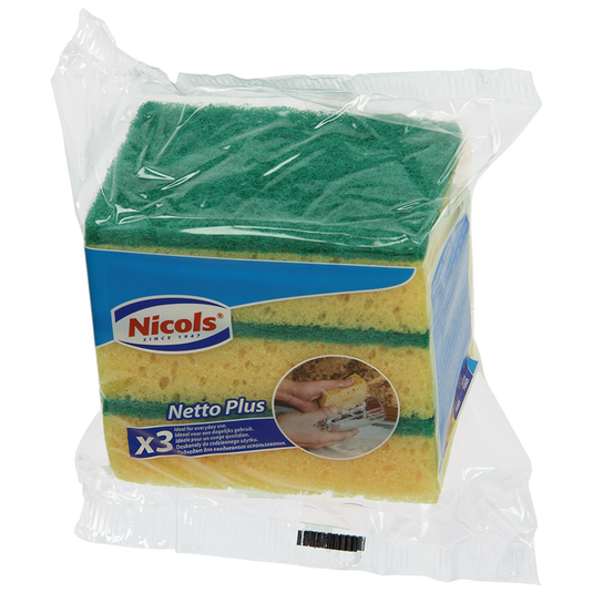 Nicols 1061449 - synthetisch schuurspons netto plus x3 | 6 stuks