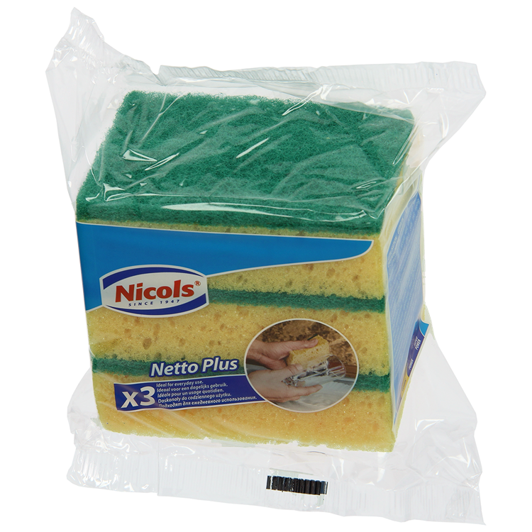 Afbeelding laden in galerijviewer, Nicols 1061449 - synthetisch schuurspons netto plus x3 | 6 stuks
