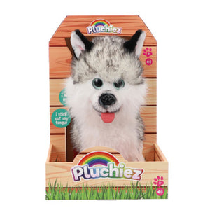 Pluchiez blaffende husky hajko met uitlaten