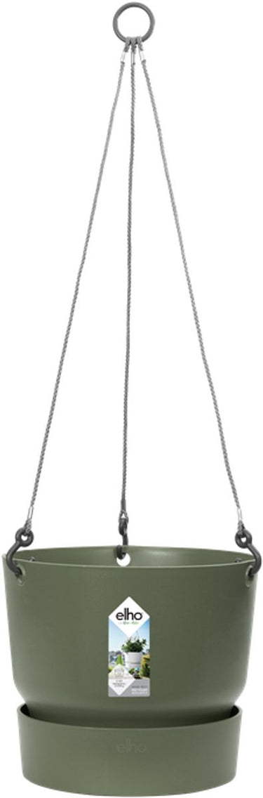 Elho greenville hangschaal 24 - hangpot voor buiten - 100% gerecycled plastic - ø 23.5 x h 20.5 cm - blad groen