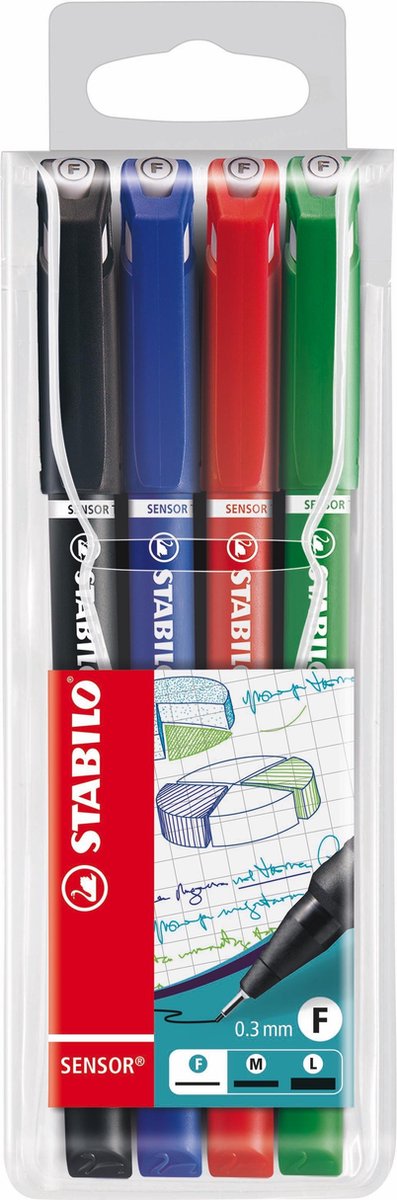 Afbeelding laden in galerijviewer, Stabilo sensor - fineliner 0.3 mm - set met 4 stuks
