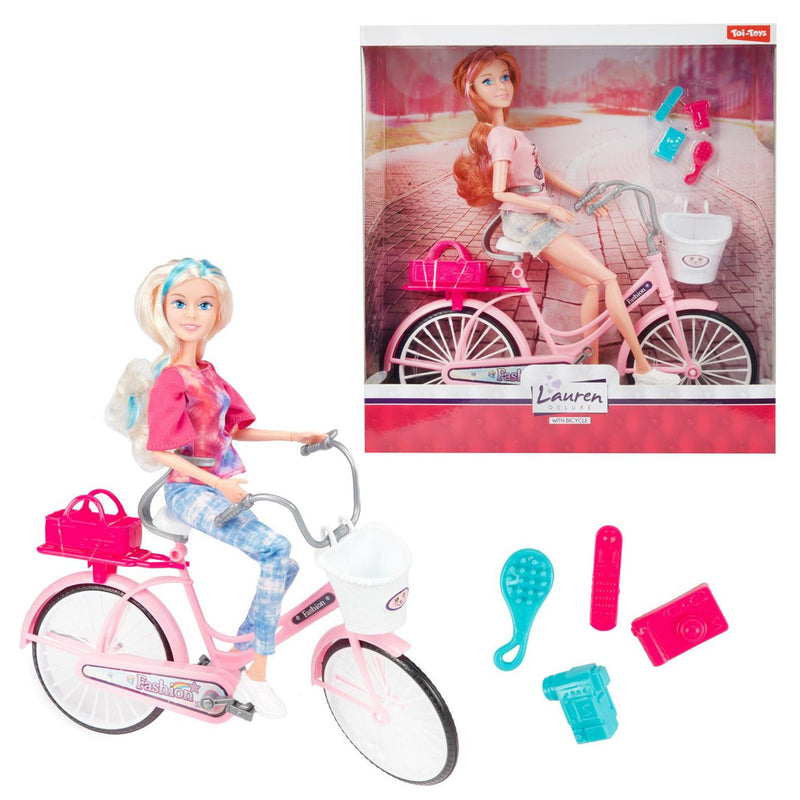 Afbeelding laden in galerijviewer, Toi-toys toi toys lauren tienerpop op fiets

