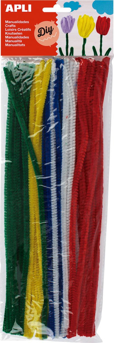 Apli chenilledraad, blister met 50 stuks, geassorteerde kleuren