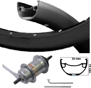 Kgs achterwiel 28 inch (622) velg zwart nexus 3 remnaaf