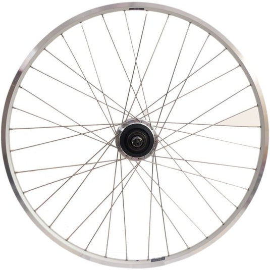 Achterwiel 28 nexus 7 rollerbrake naaf met zilveren velg en rvs spaken