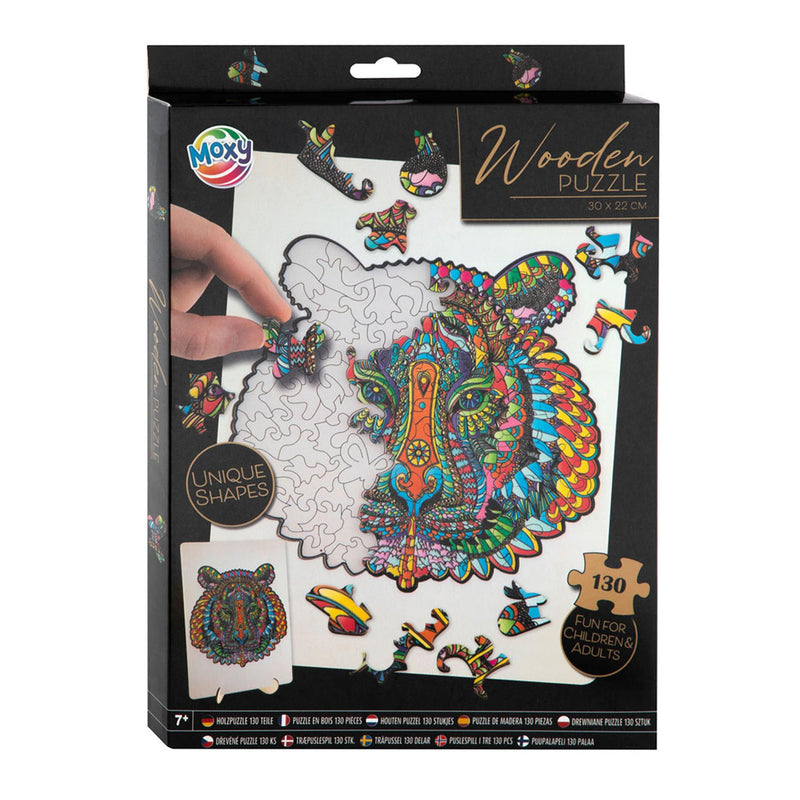 Afbeelding laden in galerijviewer, Moxy houten puzzel leeuw 140 stukjes 30x22cm
