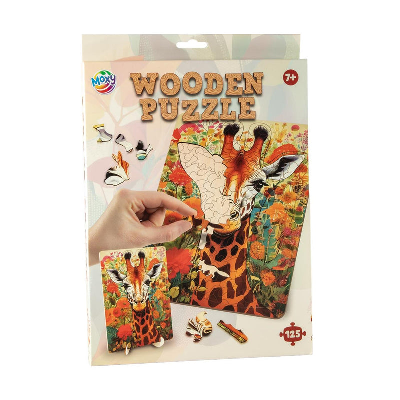 Afbeelding laden in galerijviewer, Moxy houten puzzel giraffe unieke vormen, 130pcs
