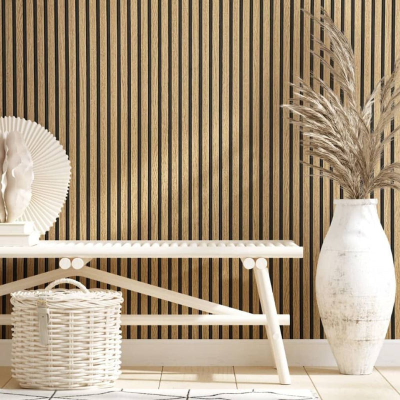 Afbeelding laden in galerijviewer, Noordwand behang botanica wooden slats bruin en eikenkleurig
