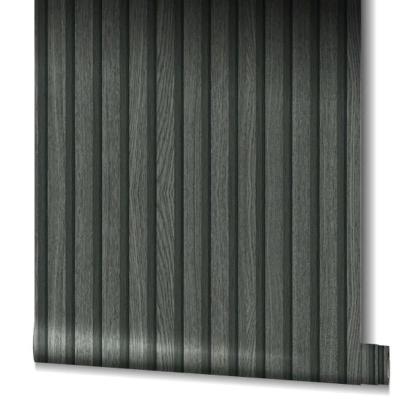 Afbeelding laden in galerijviewer, Noordwand behang botanica wooden slats zwart en grijs
