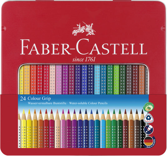 Faber-castell kleurpotloden - colour grip - blik 24 stuks - fc-112423