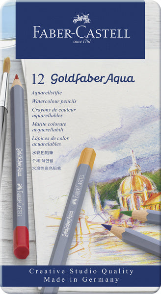Faber-castell kleurpotlood aquarel - goldfaber - blik 12 stuks - fc-114612