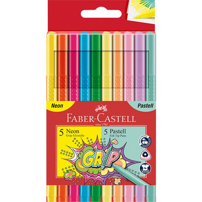 Afbeelding laden in galerijviewer, Faber castell fc-155312 grip viltstiften neon en pastel 10 stuks
