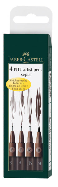 Faber-castell faber castell tekenstift - fineliners - pitt artist pen - sepia - 4-delig - fc-167101