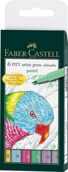 Afbeelding laden in galerijviewer, Faber-castell brushpen - tekenstift - pitt artist pen - 6-delig - pastel kleuren - fc-167163
