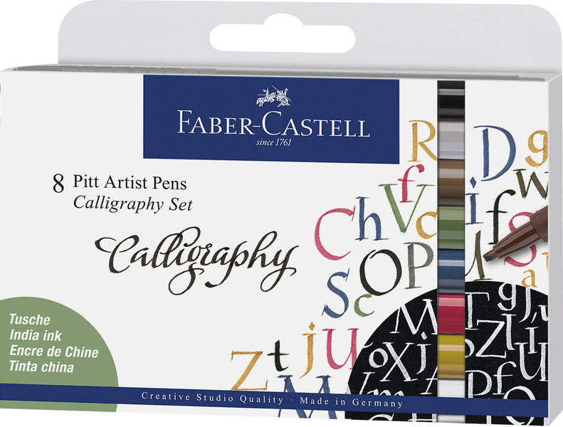 Afbeelding laden in galerijviewer, Faber castell fc-167508 pitt artist pen kalligrafieset 8 pennen
