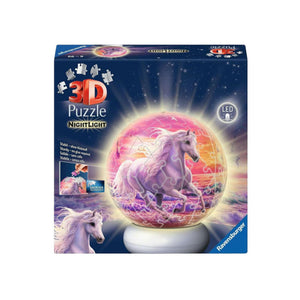 Ravensburger – paarden aan het strand – 3d puzzle-ball nachtlicht – 73 stukjes