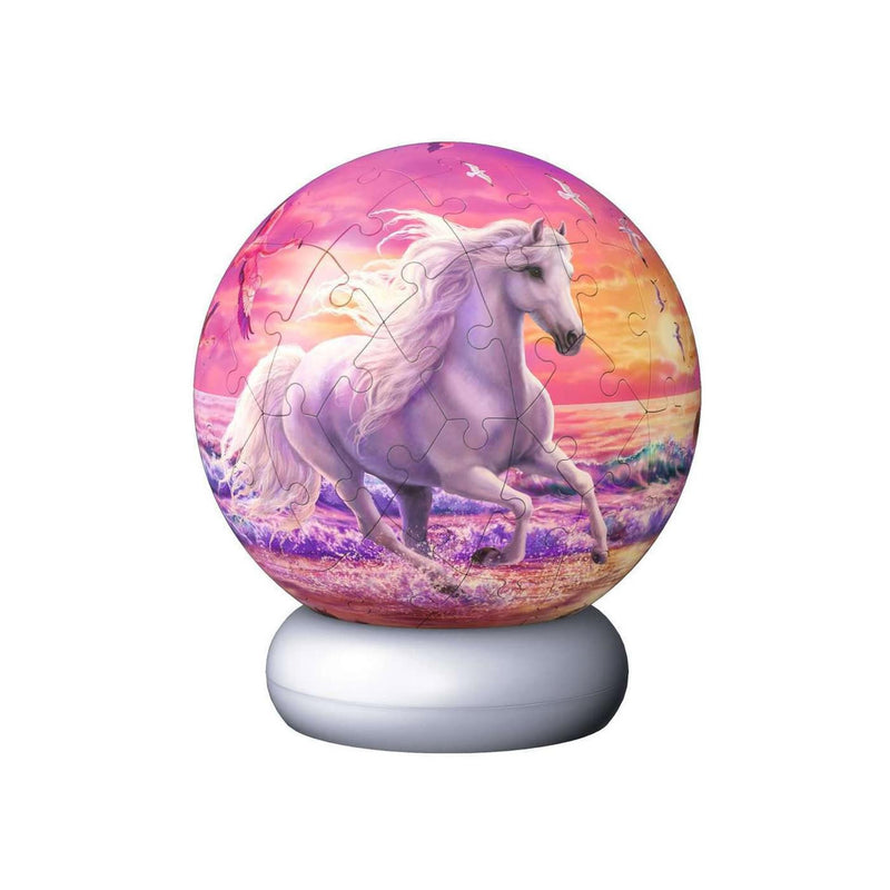 Afbeelding laden in galerijviewer, Ravensburger – paarden aan het strand – 3d puzzle-ball nachtlicht – 73 stukjes
