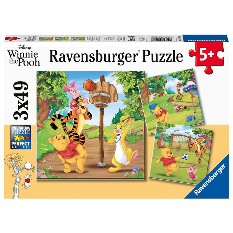 Afbeelding laden in galerijviewer, Ravensburger puzzel disney winnie the pooh sportdag - 3x49 stukjes - kinderpuzzel
