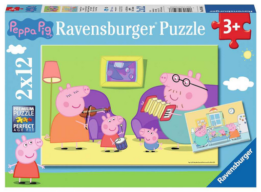Ravensburger puzzel 2x12 stukjes thuis bij peppa pig