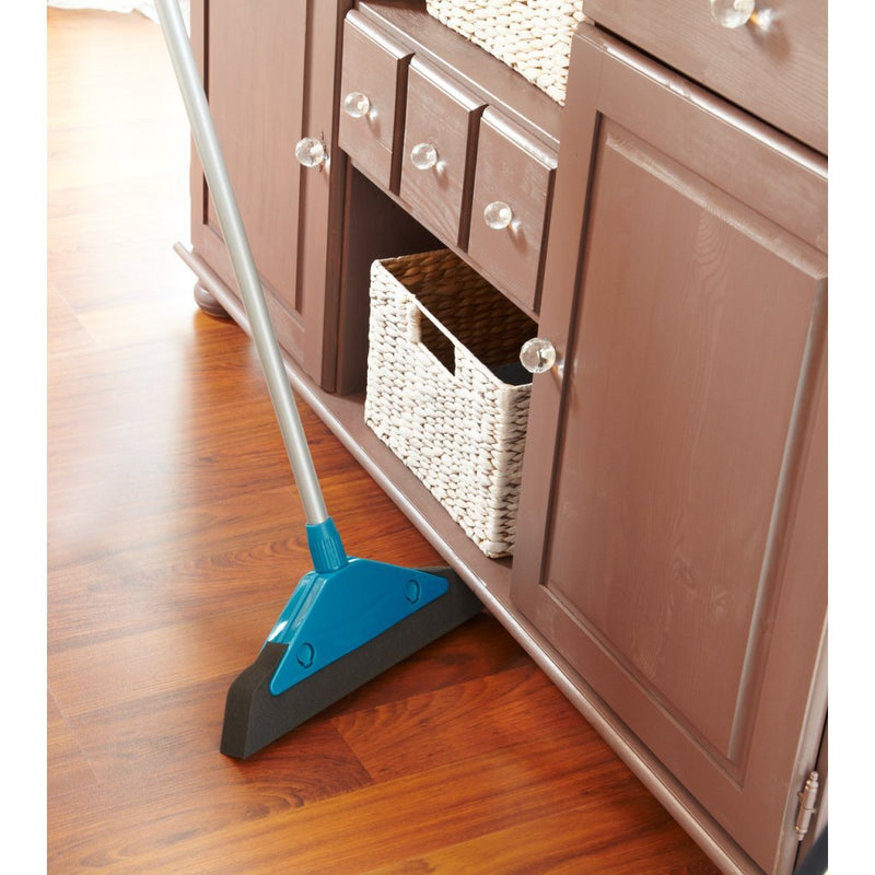 Afbeelding laden in galerijviewer, Leifheit 55243 soft and easy schuimrubber-bezem 34 cm met telescoopsteel blauw zilver
