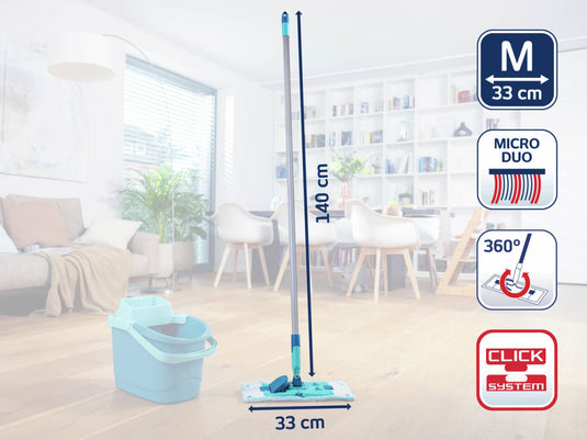 Leifheit powerclean vloerwisser m 33cm met steel 140cm