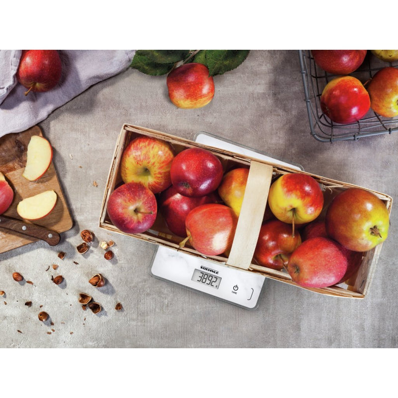 Afbeelding laden in galerijviewer, Soehnle keukenweegschaal compact 300 - digitaal - 1 gram nauwkeurig - tot 5 kg - marmerlook - wit
