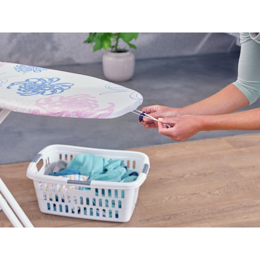 Leifheit strijkplankhoes cotton classic m - 125 x 40 cm strijkvlak - 3 mm dikke molton - roze - wit - blauw
