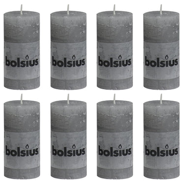 Bolsius Bolsius Rustiekkaarsen 8 st 100x50 mm lichtgrijs