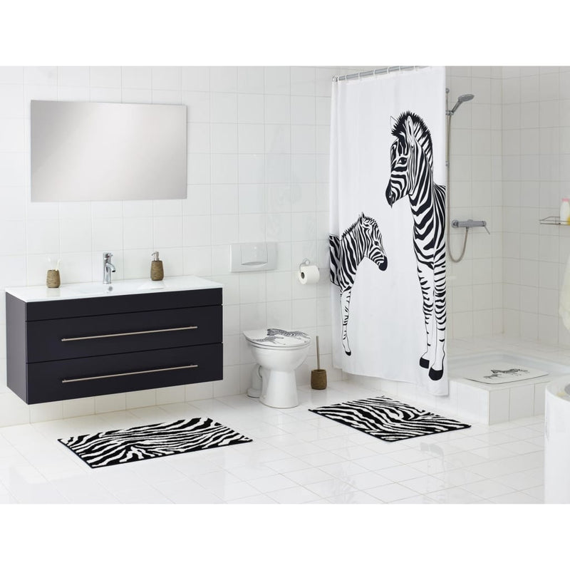 Afbeelding laden in galerijviewer, Ridder badmat zebra 38x72 cm wit en zwart
