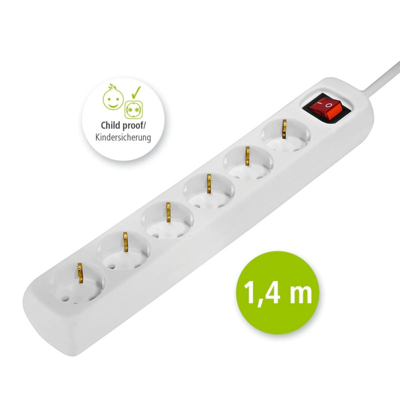 Afbeelding laden in galerijviewer, Hama distribution panel 6 sockets with switch child-proof 1.4 m white
