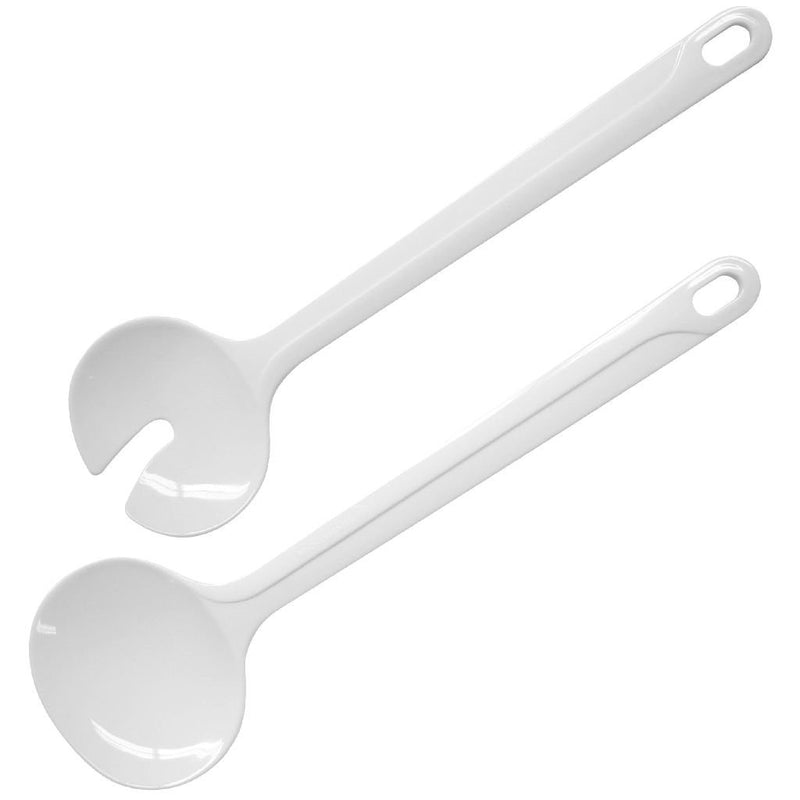 Afbeelding laden in galerijviewer, Fackelmann basic saladeset 26 cm wit san kunstof 2 stuks
