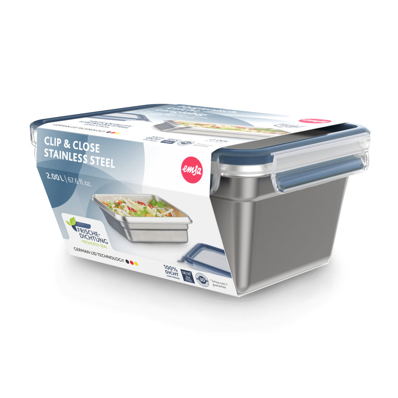 Afbeelding laden in galerijviewer, Emsa n1150600 clip and close vershoudbakje 2l rvs
