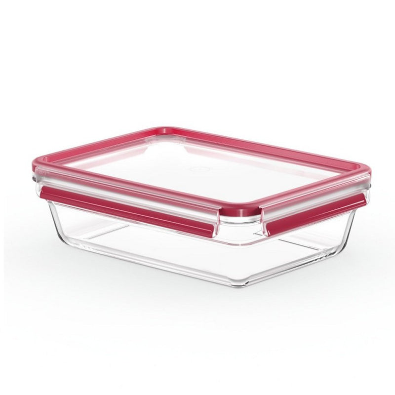 Afbeelding laden in galerijviewer, Emsa n1041100 clip and close glazen vershoudbewaarbakje 2l 11.8x6.9 cm 19.7x8 cm rood
