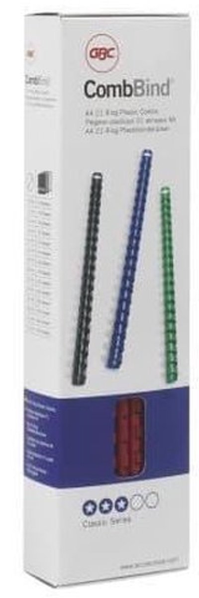 Gbc combbind bindruggen rood - a4 - 10 mm - 100 stuks