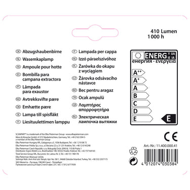 Scanpart afzuigkaplamp e14 40w t25 2-pa