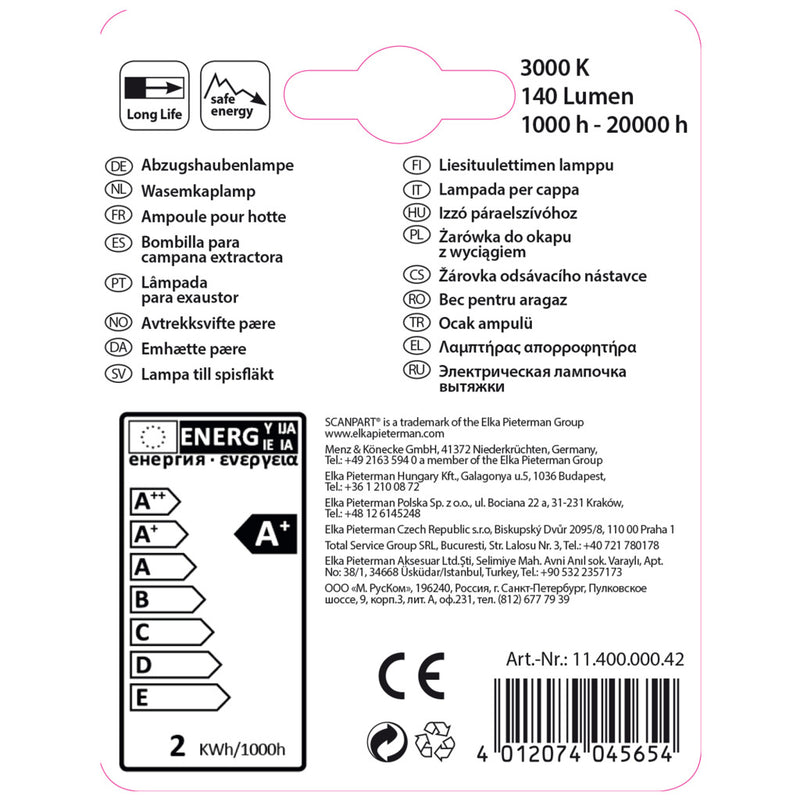 Afbeelding laden in galerijviewer, Scanpart afzuigkaplamp e14 20w led t26
