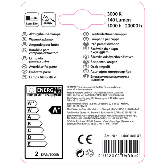 Scanpart afzuigkaplamp e14 20w led t26
