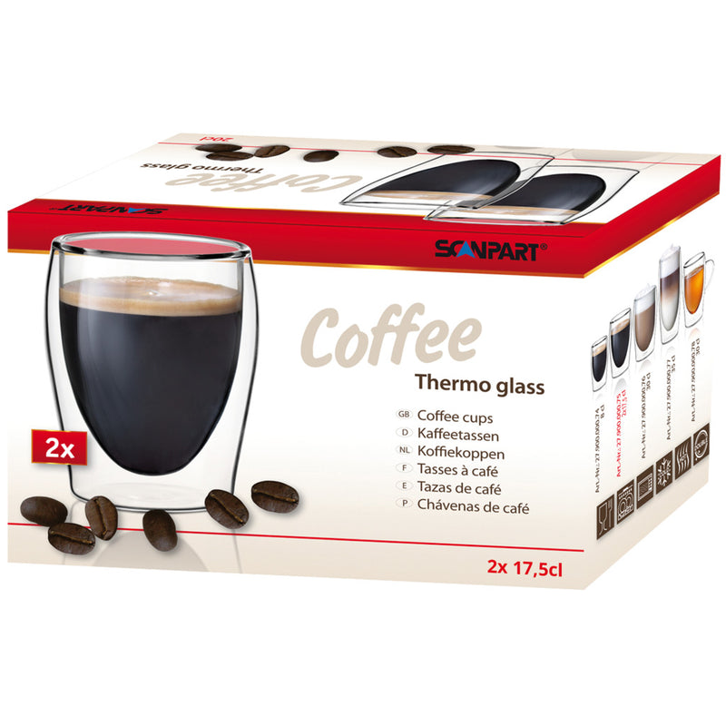 Afbeelding laden in galerijviewer, Scanpart dubbelwandige koffieglazen 175 ml - koffie - lungo - koffieglas dubbelwandig - 2 stuks
