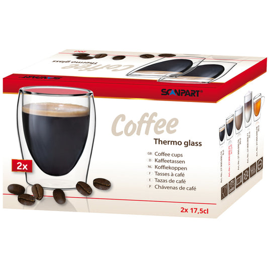 Scanpart dubbelwandige koffieglazen 175 ml - koffie - lungo - koffieglas dubbelwandig - 2 stuks