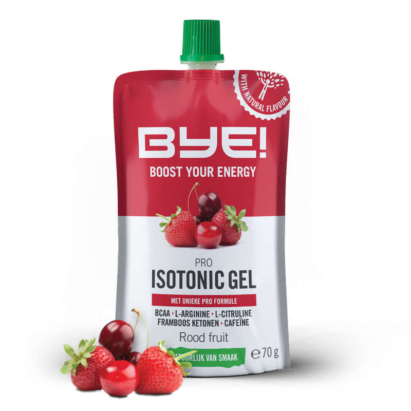Afbeelding laden in galerijviewer, Bye! Pro Isotonic Gel 70 gram rood fruit (doos a 12 stuks)
