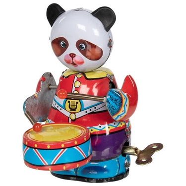 Pandabeer met trommel. 8x6x11 cm.