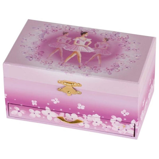 Muziekdoos ballerina met lade. 19,3x11x9