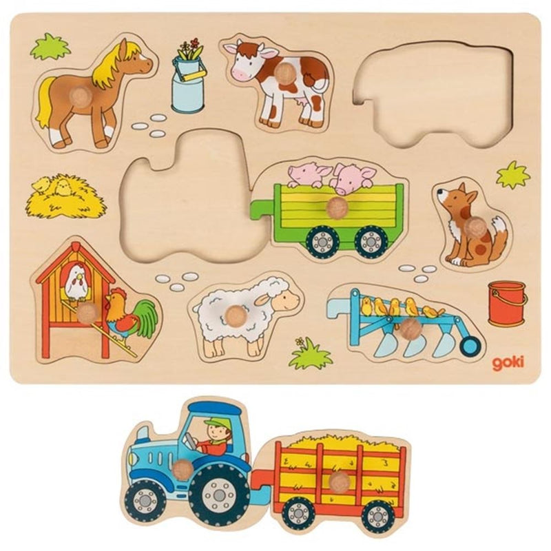 Afbeelding laden in galerijviewer, Knoppuzzel tractor met aanhangers. 9 del
