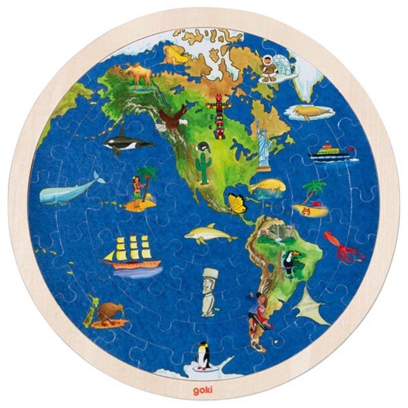 Afbeelding laden in galerijviewer, Goki puzzel rond wereld. 2 zijdig. 57 delig.
