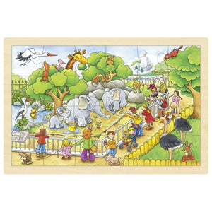 Goki houten legpuzzel bezoek aan de dierentuin, 24st.