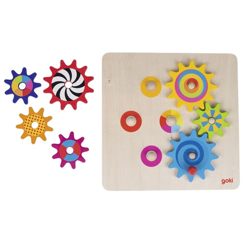 Afbeelding laden in galerijviewer, Goki houten tandwiel spel. 8 delig. 3+
